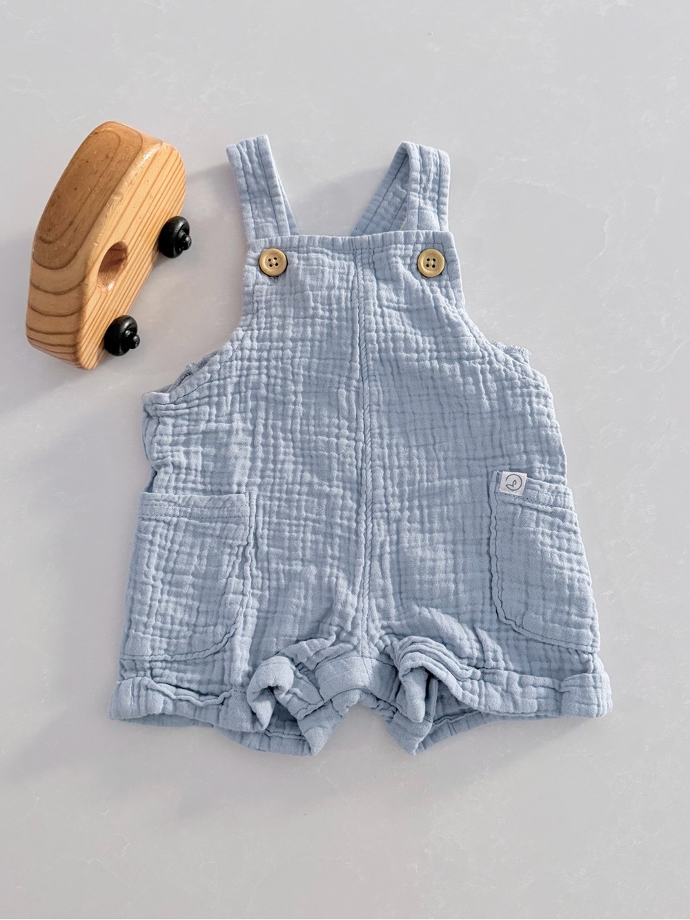 Little Planet by Carter’s Organic Cotton Gauze Shortalls Overalls | Blue 3M